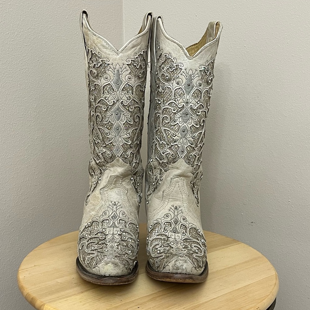 Corral Western Boots Size & White Glitter